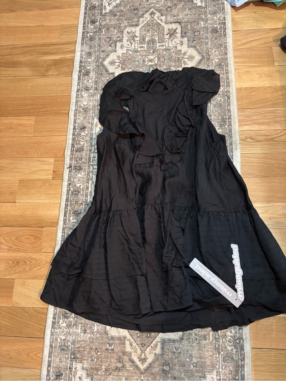 Missguided Black Ruffle Tiered Midi Dress